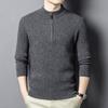 2025 Men's High-Grade Yak Wool Zipper Sweater - Solid Color, Autumn/Winter Knit Base Layer
