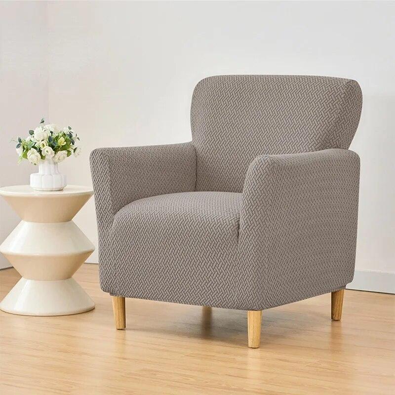 T-shaped Jacquard Tub Chair Cover Armchair Slipcover for Living Room Bedroom Office Elastic Single Sofa Covers Home Bar Counter