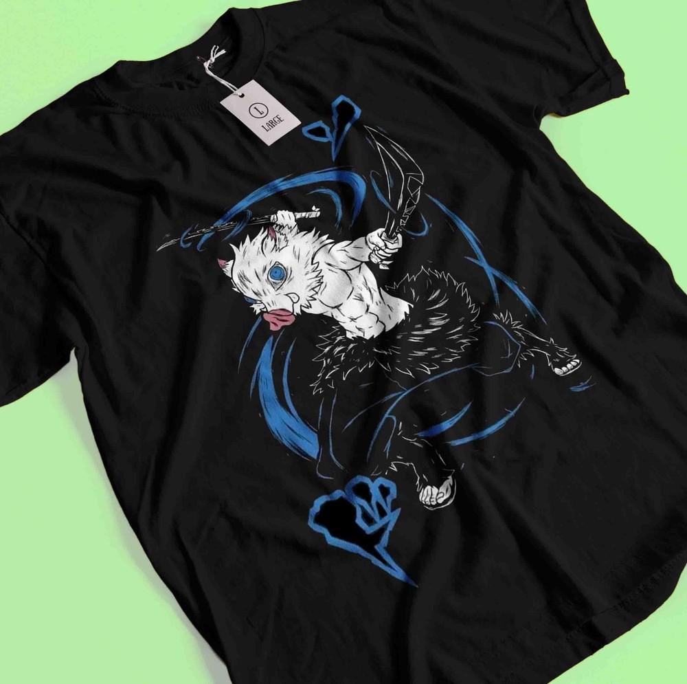 

Demon Slayer Shirt Inosuke Tshirt Zenitsu T-Shirt Muzan Doma Tee Tanjiro Nezuko L