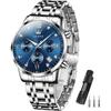 Iqiyi Men S faShion Quartz Analog Waterproof buSineSS Watch Blue Metal Band