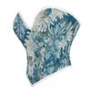 Women Blue Printed Seamless Bustier Push Up Shapewear Strapless Top