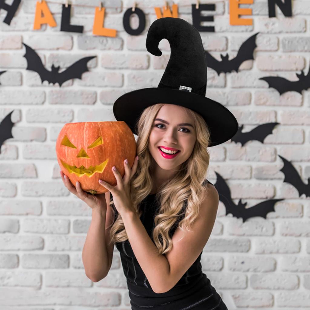 Moerstar Halloween Witch Hat, Velvet-Style, Cosplay, Party Supplies, Wizard Hat, Tricorner Hat, Devilish Witch Hat, Costume, Cosplay, Photo Shoot,