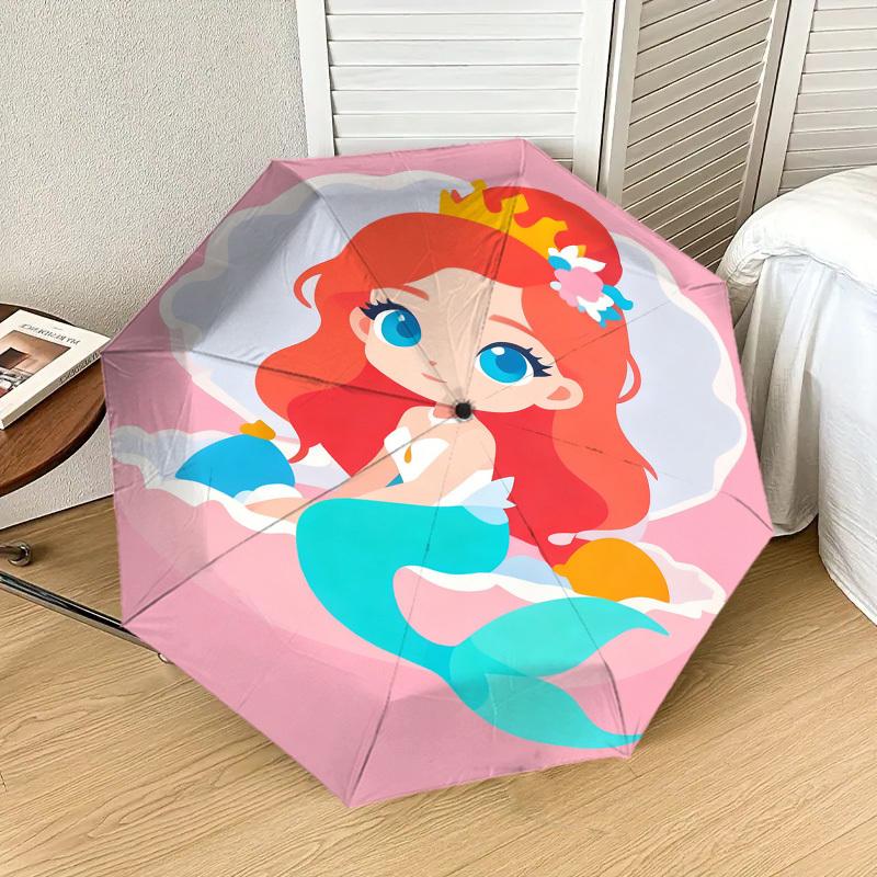 1pc Mermaid Shell Pattern Umbrella Design Automatic Opening and Closing Umbrella, High-quality Travel Umbrella, c1128277