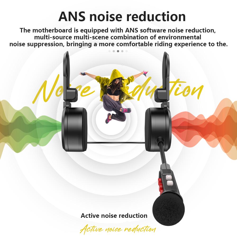 Bt9 Motorcycle Bluetooth Double Ear Helmet Headset 20 Hours Battery Life of 800M Intercom Waterproof Music Microphone Player