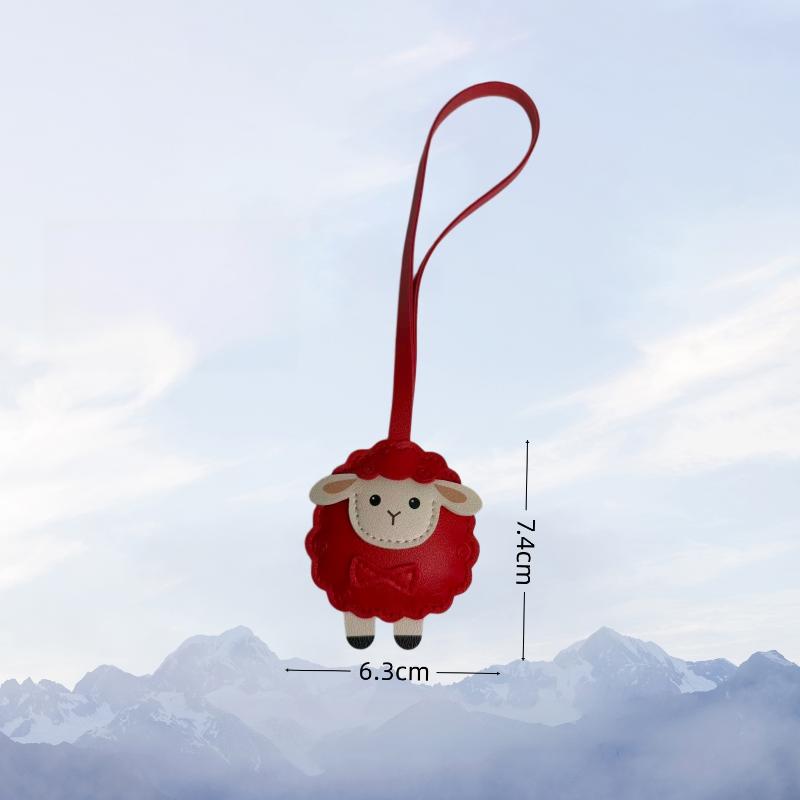 2027 Lunar New Year Goat Pendant Durable Pu Sheep Bag Keychain Decor For Handbags Backpacks Gift For Friends