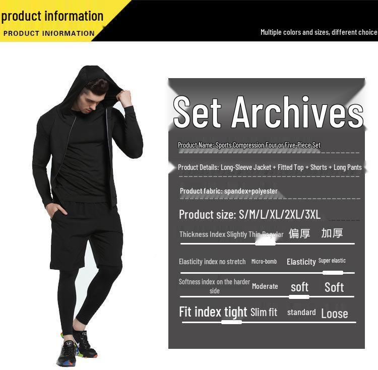 Men's Quick-Dry Basketball Compression Sportswear Set - 3 or 4 Pieces for Autumn/Winter Running