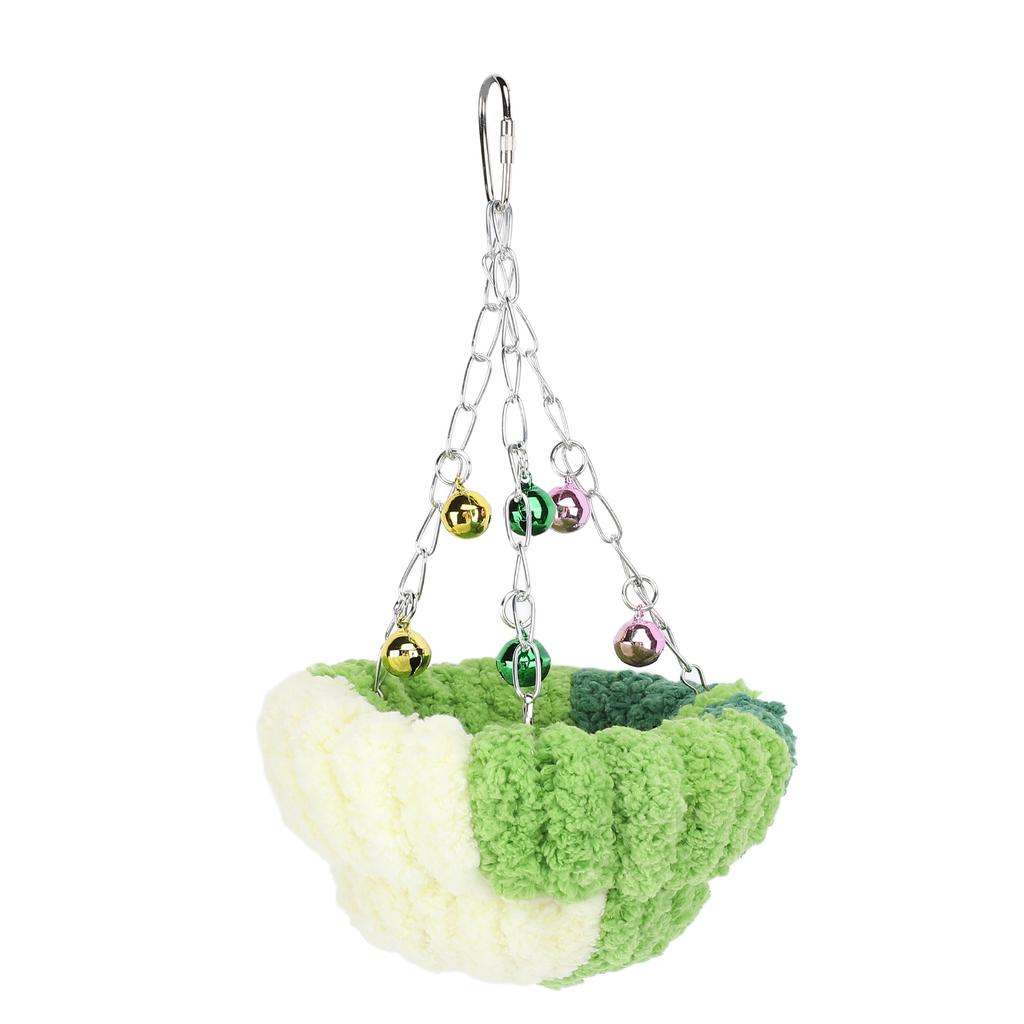 Bird Nest Warm Cozy Soft Plush Cute Look Bell Pendant Parrot Breeding Nest Bed Hanging Swing for Home Indoor