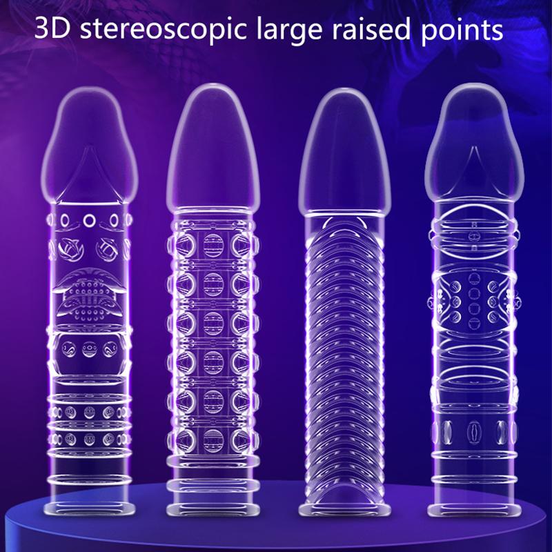 MELEON Wiederverwendbare Kondome für den Penis, Penisverlängerung, Ärmel, Spermasperre, Penisring, Dildo-Abdeckung, Sexspielzeug für Männer, Verzögerung der Ejakulation