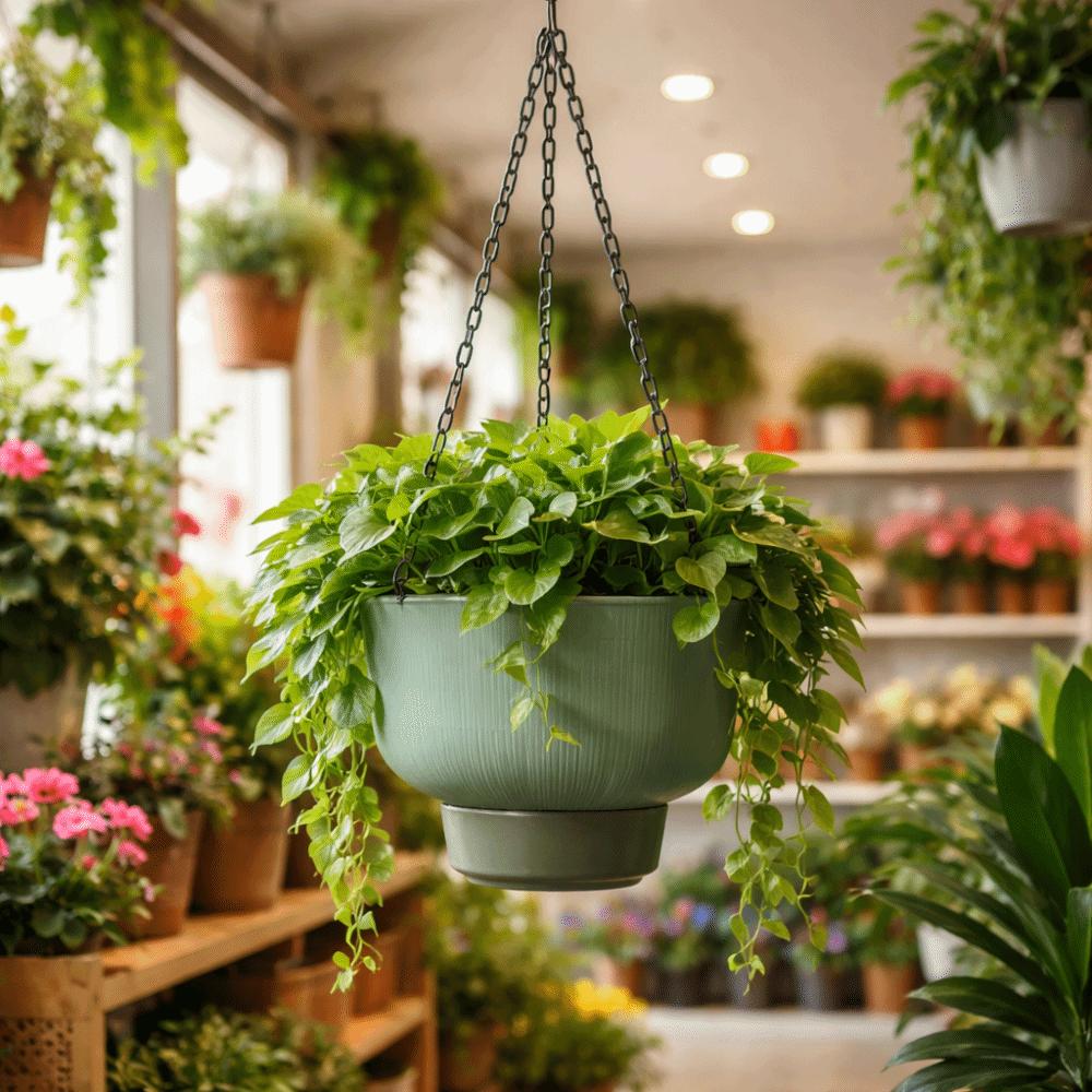 Drainage Self Watering Hanging Planters Chain Hooks Vertical Flowerpot  Indoor Plants