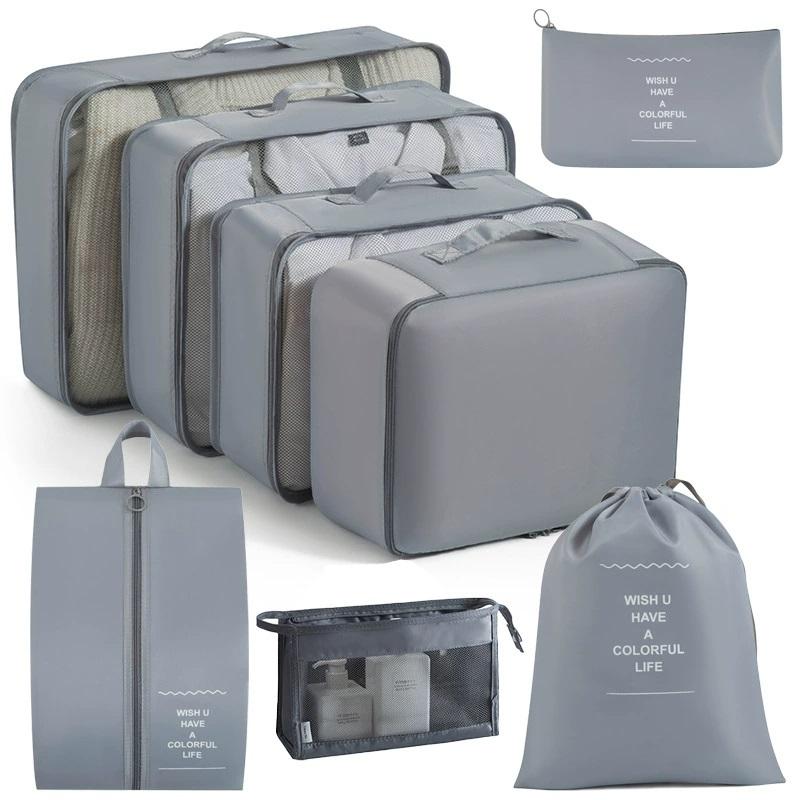 Travel Organizer Set 7/8/9/ Pcs Packing Cubes Suitcase Storage Bags Portable Luggage Tidy Pouch for Clothes & Shoes Folding