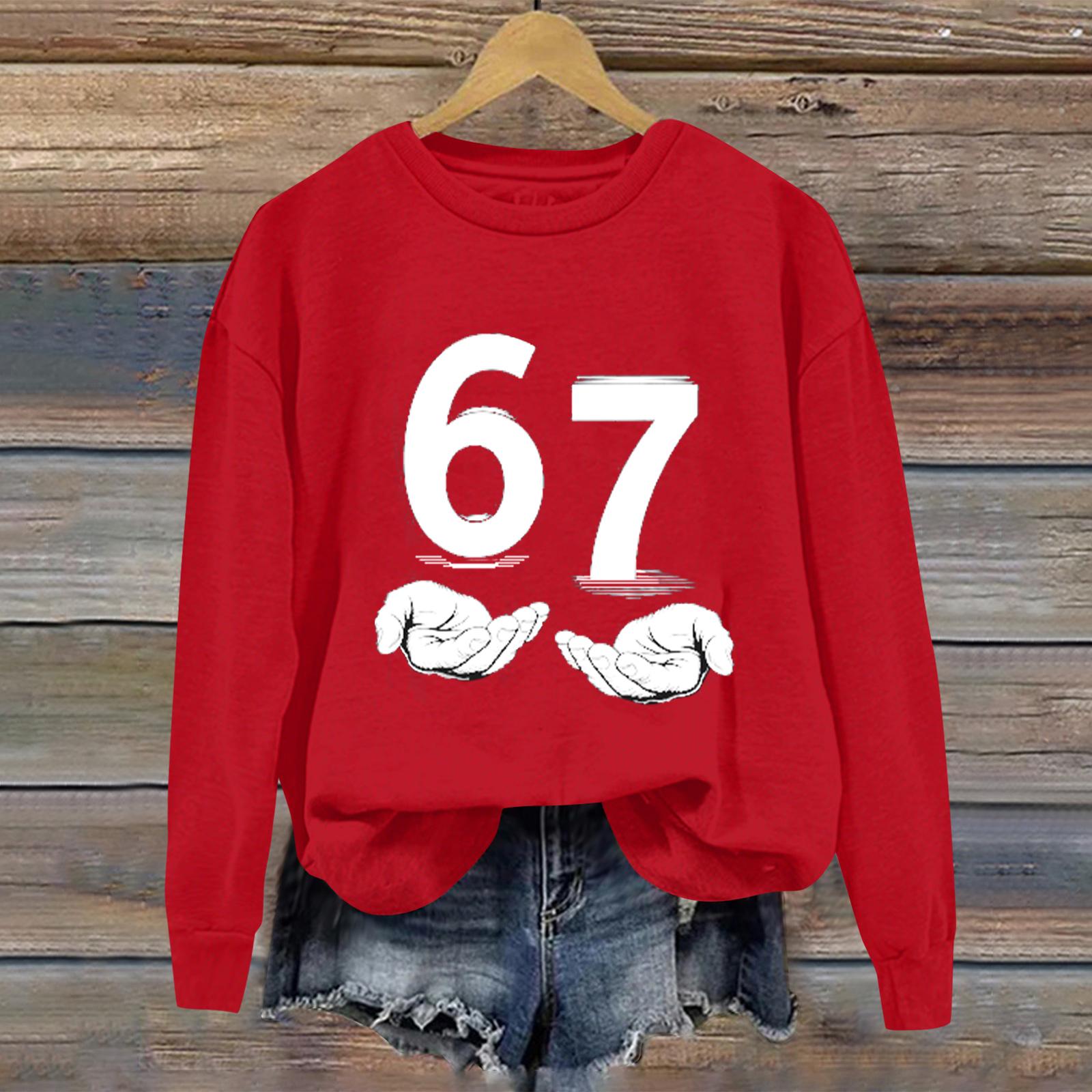 Ladies  Digital Printed Casual Long Sleeved Hooded Sweatshirt Top XL красный