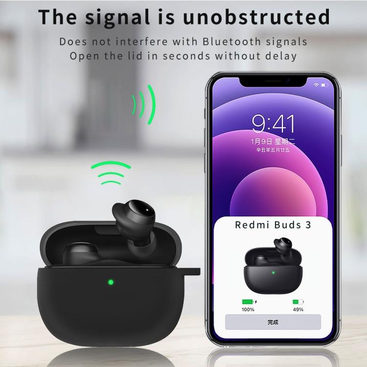 Für Xiaomi Redmi Buds 3 Lite Silikon-Kopfhörer-Schutzhülle mit Haken