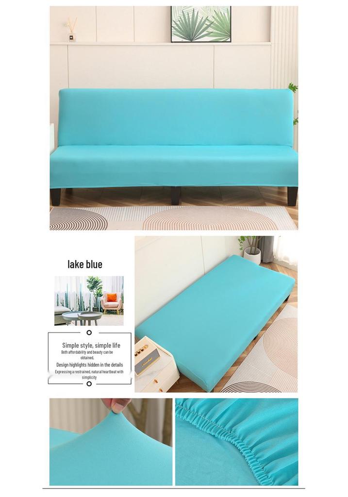 Solid Color Foldable Armless Sofa Bed Cover