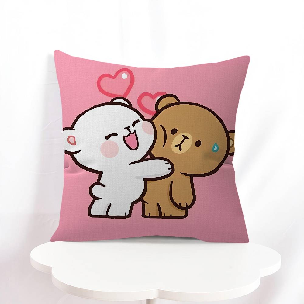 M-Молоко И Мокко Мультяшный Дизайн Наволочки Декоративная Наволочка Праздничный Декор 16x16Inch