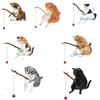 Cute Fishing Cat Fishbowl Fishing Figure Fisherman Figurine Cat Fishing Rod Seals Figures Cat Decoration Interior Accessories