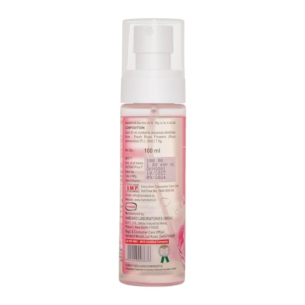 Hamdard Pure Rose Water For Face 100 ml Bulgarian Rose Hydrating Toner Spray Pack of 1