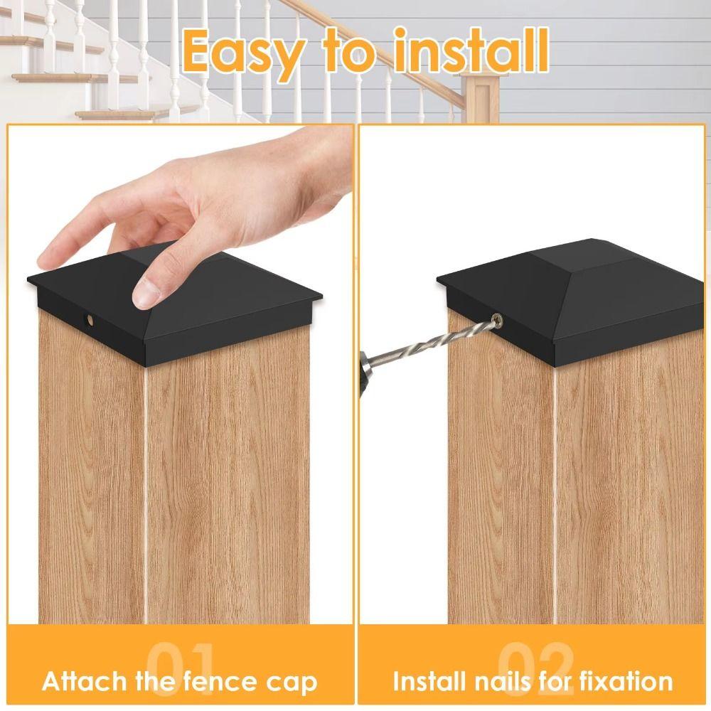 6Pcs Replacement Fence Post Cover Waterproof Fence Column Toppers Posts Top Protector Patio
