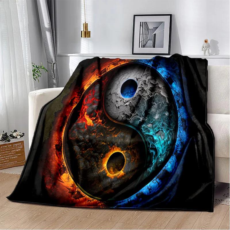 3D Naturalize Yin and Yang Chinese Tai Chi Blanket,Soft Throw Blanket for Home Bedroom Bed Sofa Travel Office Cover Blanket Kids