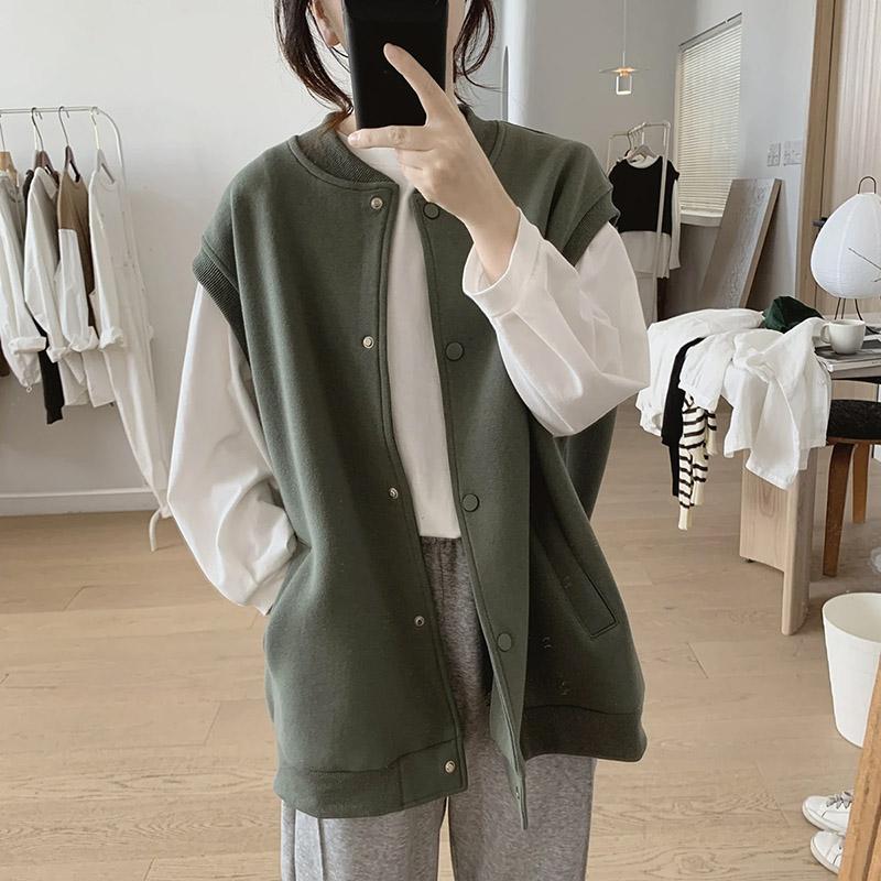 Vest for Women Cotton Autumn Winter Sleeveless Tops Vest Oversize Thickened Solid Color Casual Vest jacket