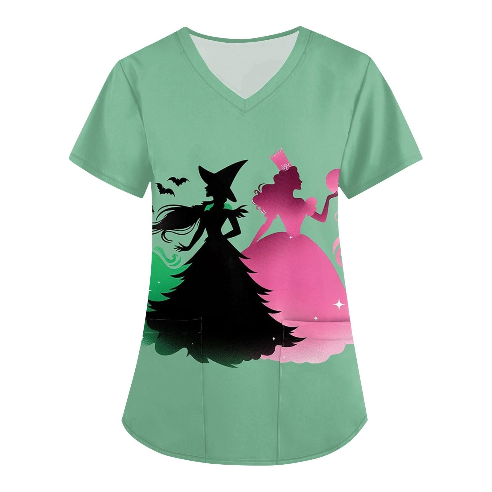 

Women s Printed Workwear V-Neck Pocket Short Sleeved XXL