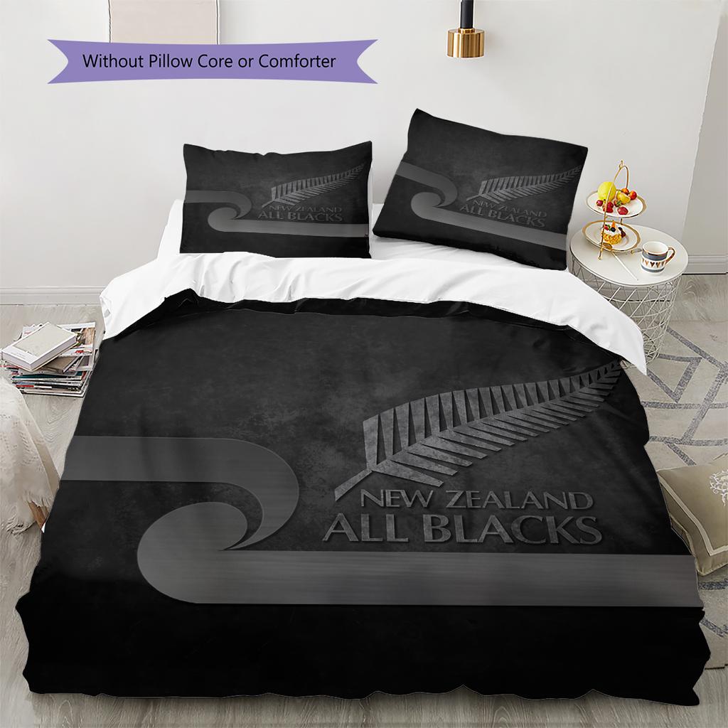 Ropa de cama con patrón de Rugby de los All Blacks Decoración del hogar Regalo de Cumpleaños (1 * funda nórdica + 2 * fundas de almohada, sin núcleo)