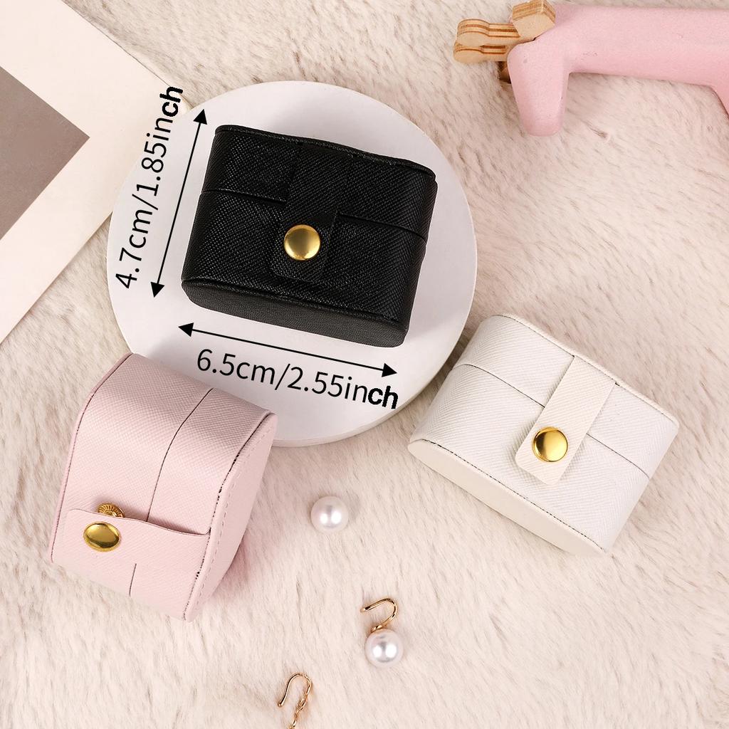 1pc Portable Jewelry Storage Box Travel Organizer Jewelry Case Leather Storage Earrings Necklace Ring Jewelry Organizer Display