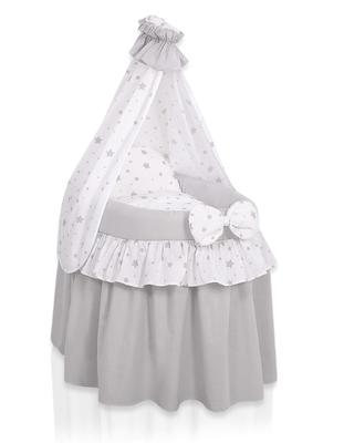Doll's Pram - Moses Basket for Dolls with Canopy - Gray