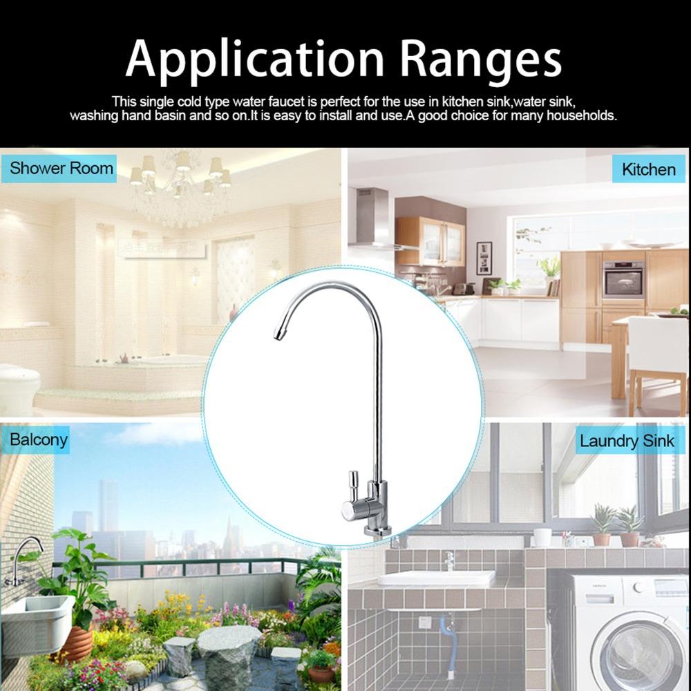 1/4 Inch Connection Drinking Water Faucet PVD Plating 360 Degrees Rotation Reverse Osmosis Faucet Mini Swan Neck Design