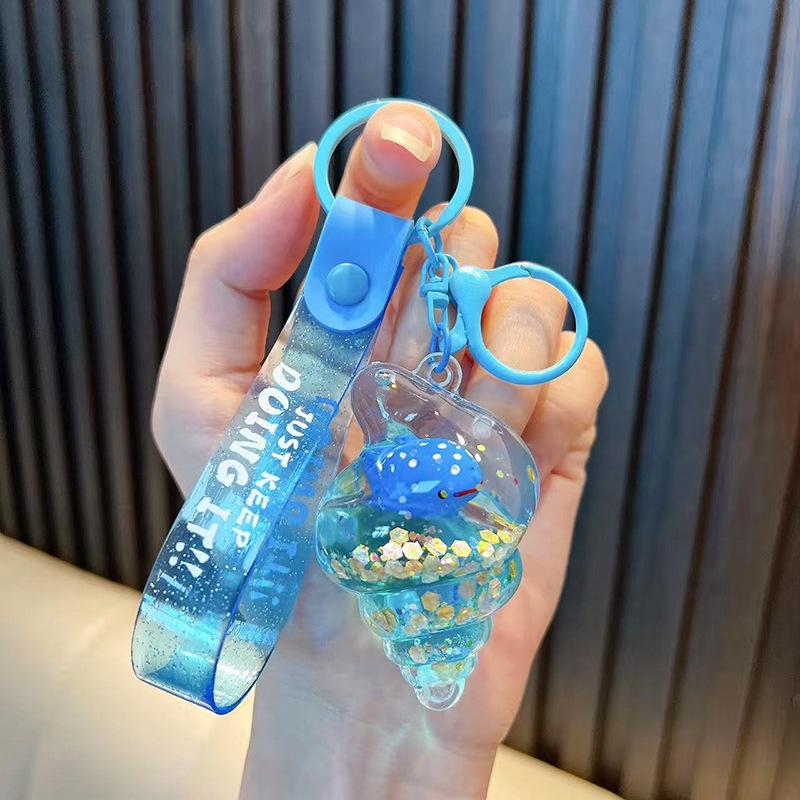 Snäcka Sand Flytande Flaska Nyckelring - Söt Docka Prydnad Hänge