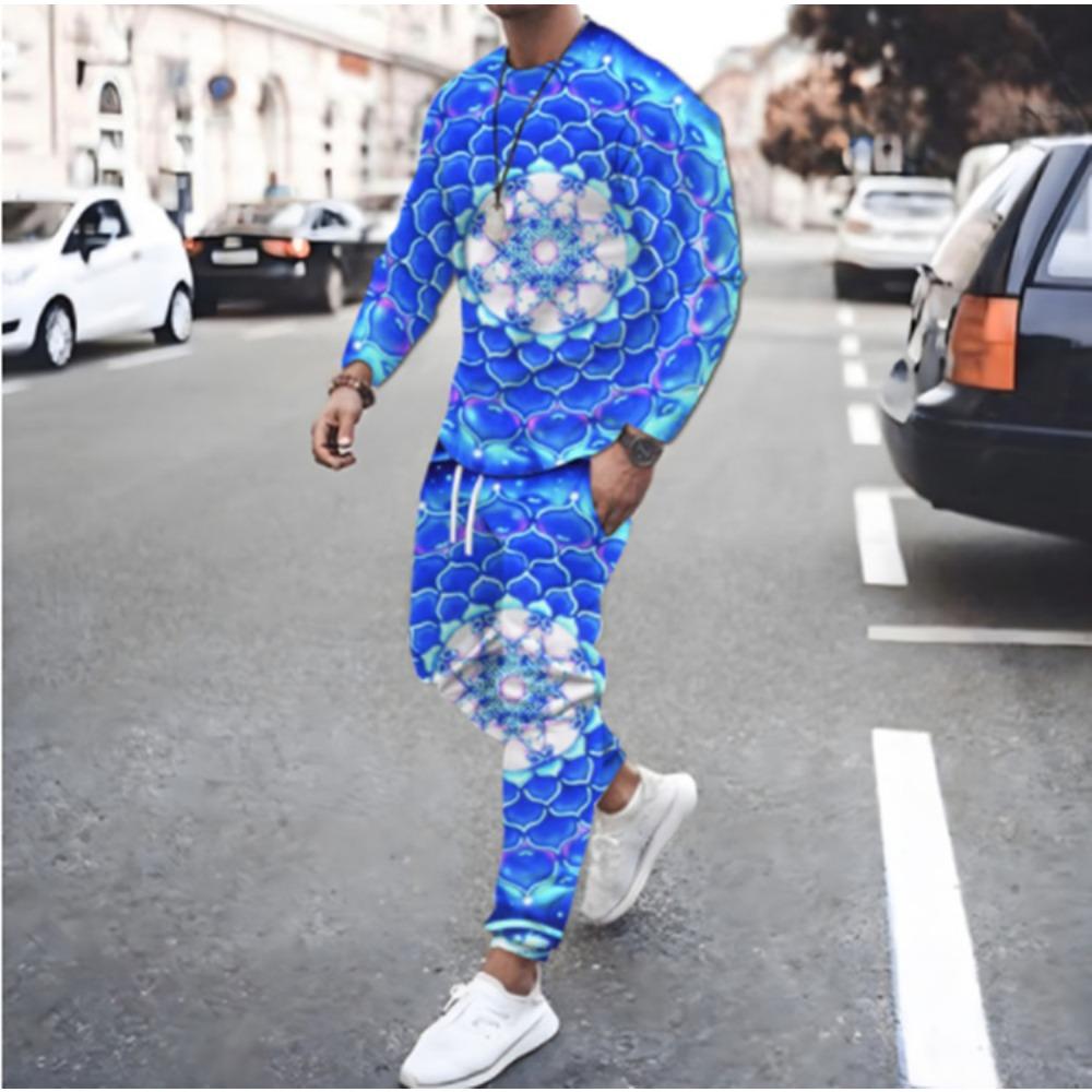 Abstract Vortex Pattern T-Shirts Sets Male 3D Print Unisex Long Sleeve T shirt Pants Suits Casual Men's Clothing 2Pcs Jogger Set