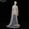 Beaded Edge Tulle Cape Train Shawl Front Short Back Long Sheer Bridal Wrap White & Black For Strapless Wedding Gown Evening Party Photoshoot
