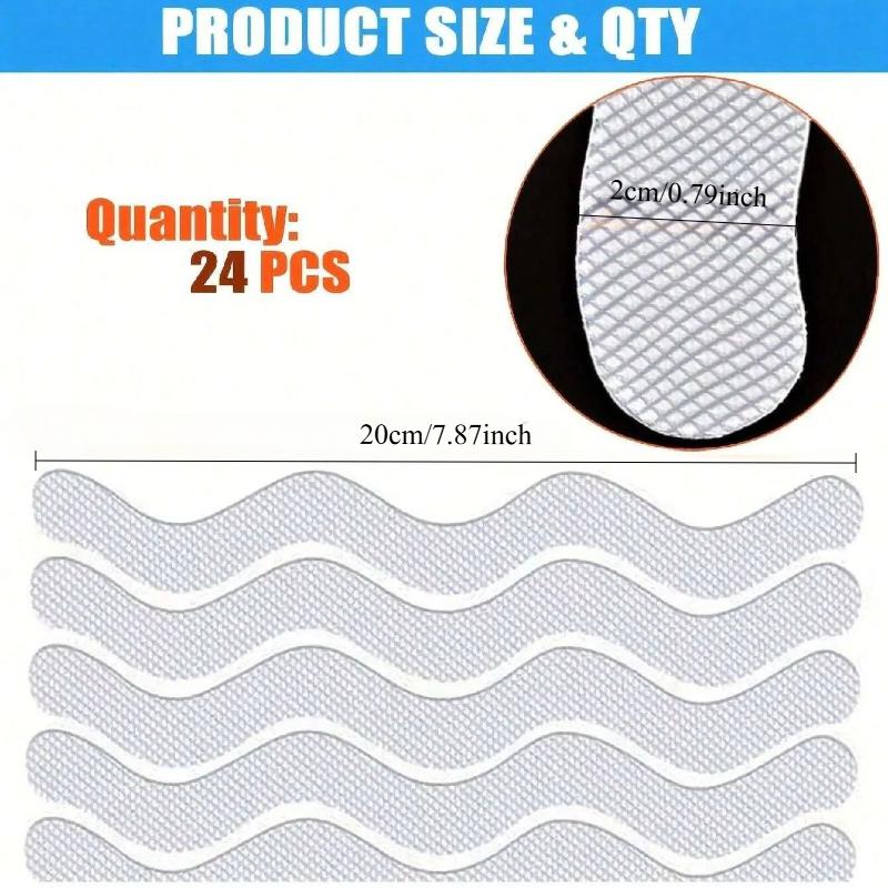 24pcs/Package Transparent Anti-Slip Stickers For Bathroom Floor And Shower - Bathtub Floor Safety Anti-Slip Strips