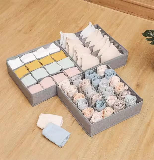 Czteroczęściowy składany zestaw pudełek do przechowywania z włókniny do organizacji bielizny