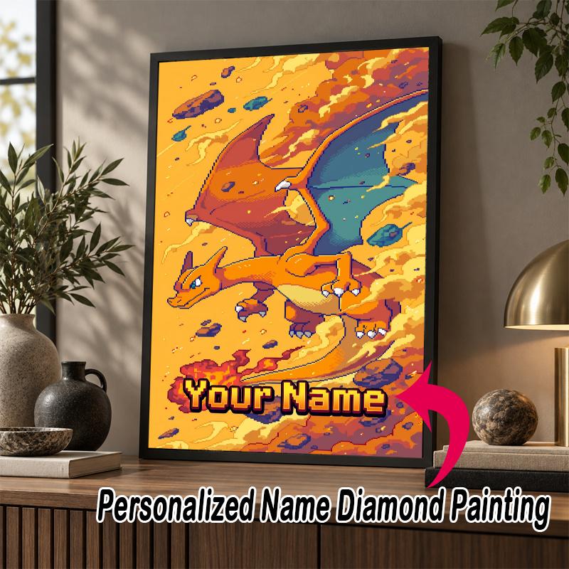 Personalized Charizard Diamond Art Custom Name 5D Diamond Painting Full Drill DIY Craft