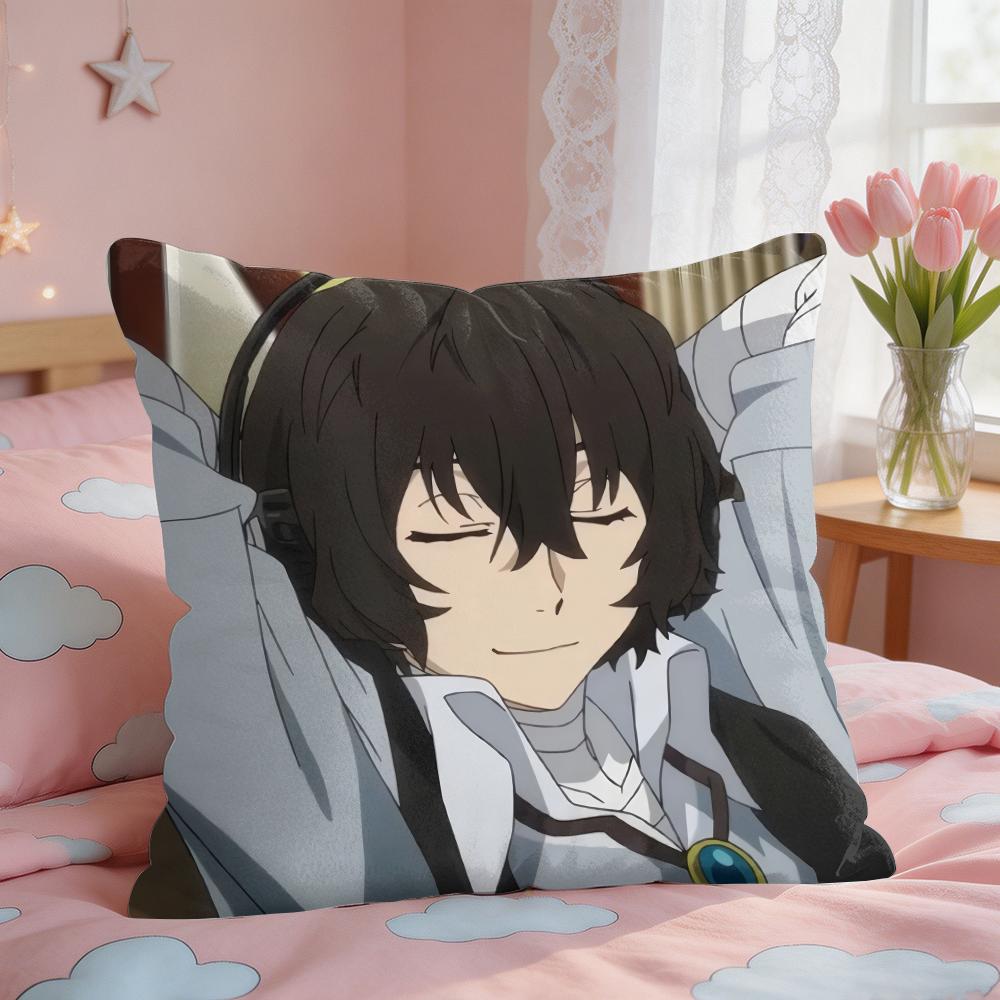 Bungo SStray Dogs Anime Cushion Cover Square Short Plush Pillow Case Living Room Sofa Home Decor Funda X