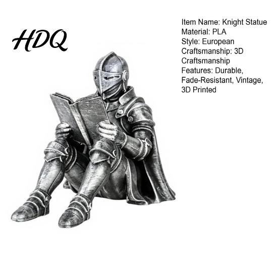 Sophisticated Shelf Decor Medieval Knight Book Nook Statue 3D Printed Armored Reading Bookend Figurine Decorative Bookends for Shelves Retro Gothic