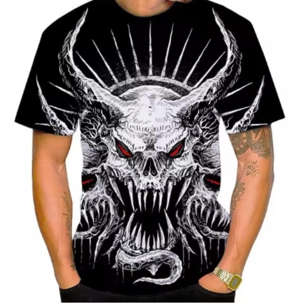 New Devil Satan 3D Printed Men's T-shirts Summer Fashion Harajuku Hip Hop Casual Tees Streetwear Personality Round Neck Y2k Tops