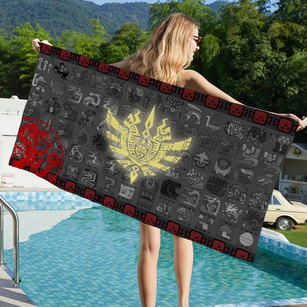 Monster Hunter Fashion Microfiber Beach Towel Absorbent Quick dry Soft Yoga Swimming Resort Mountain Climbing Towel