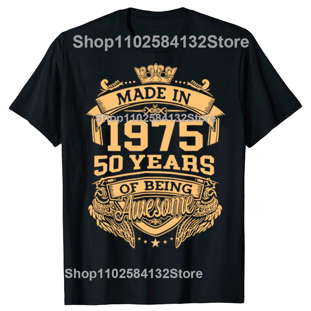 50-årsdagspresenter Män Kvinnor 50 År Gammal Vintage 1975 Party T-shirt Kvinnor Män Kläder Streetwear Grafiska T-shirts Toppar