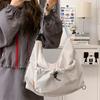 Lightweight casual pleated messenger bag women's trend tooling cotton drawstring shoulder bag Mori simple commuter tote bag