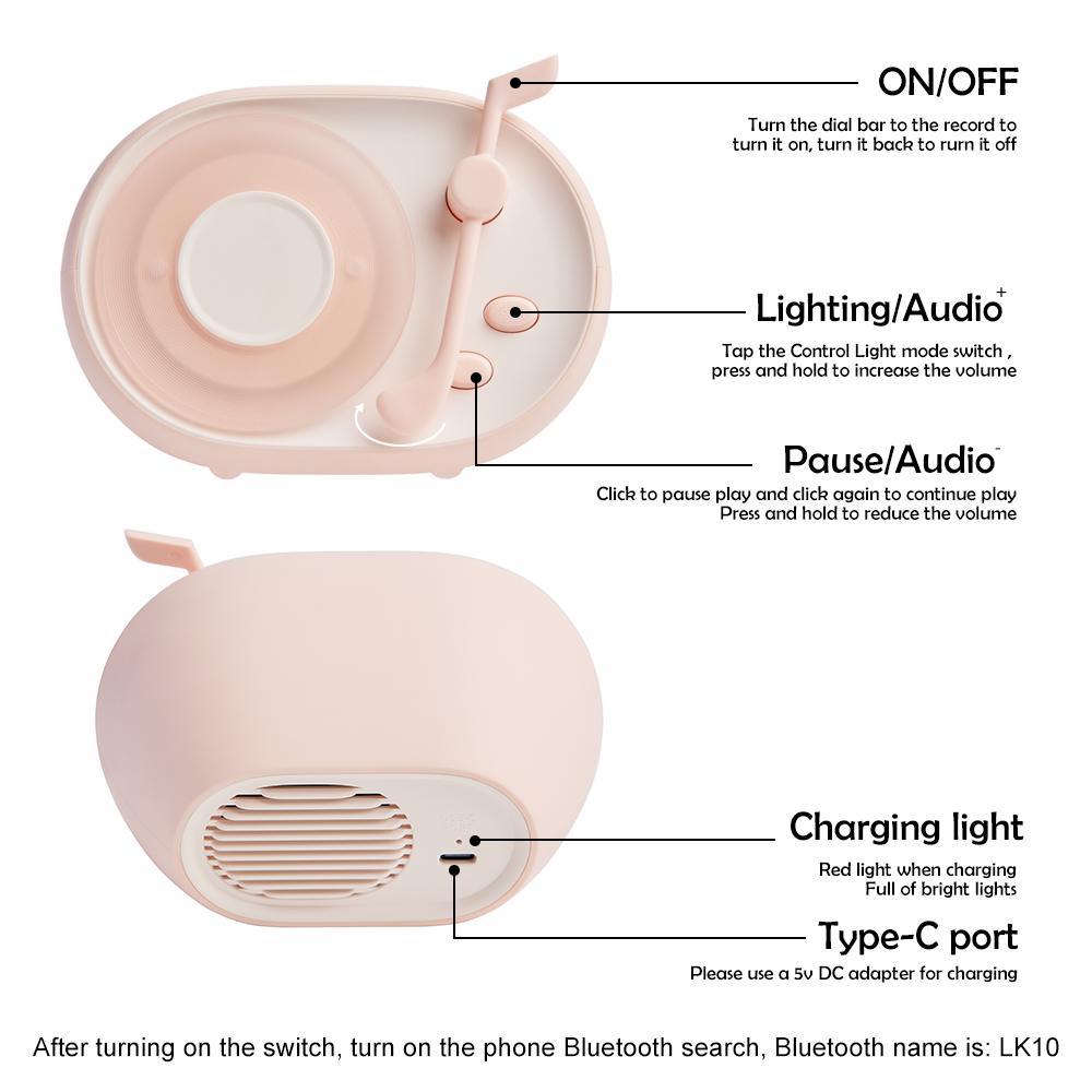 Kids Night Light With Bluetooth Speaker USB Rechargeable Dimmable Sleeping Lamp for Bedroom Decoration Gift Birthday