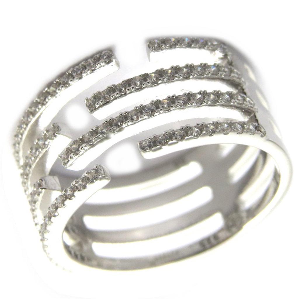 Silver Open Ring 'Sissi' White (rhodium) - 10 Mm