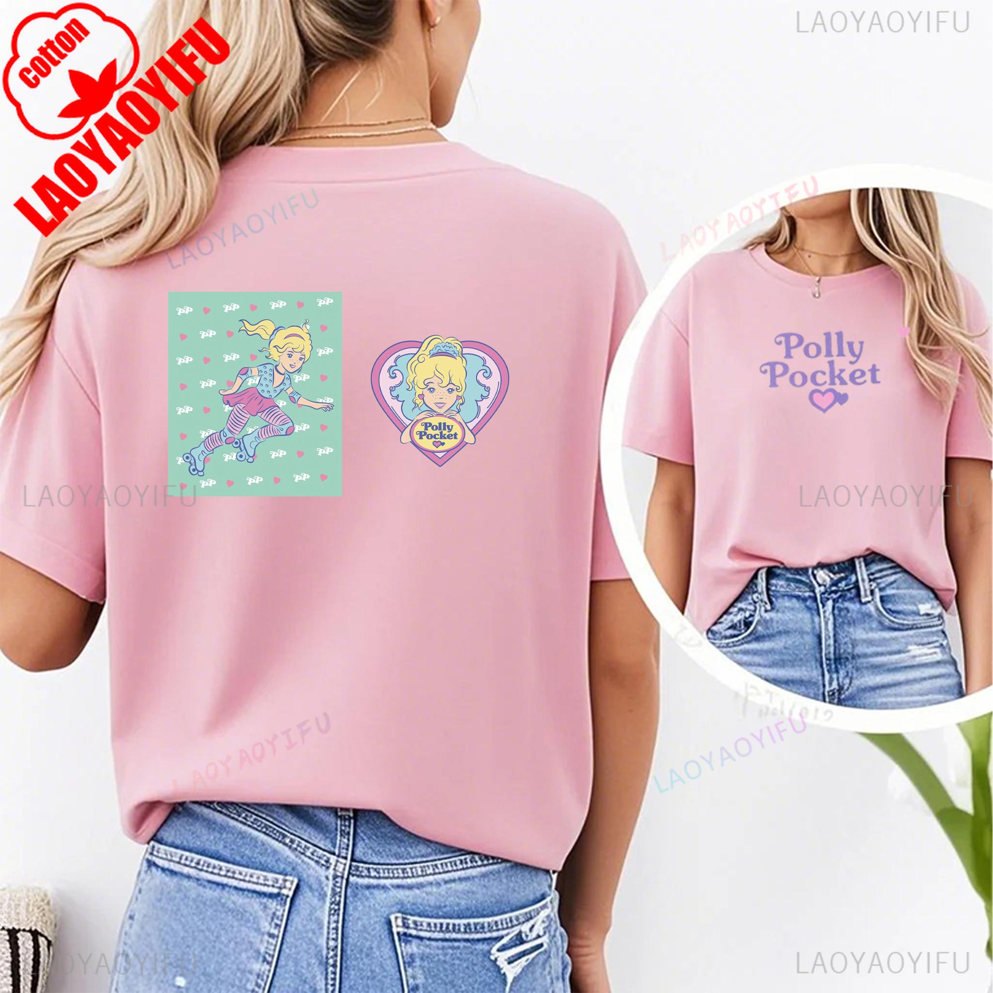 Футболка с принтом Polly Pocket Милые топы Polly Pocket Мультяшная футболка Polly Pocket Свитшот для повседневной носки Женская футболка S