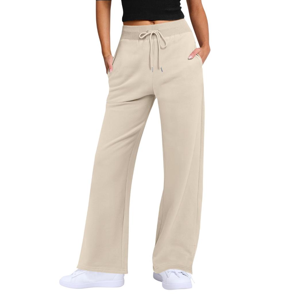 Fall Winter Women's High Waist Drawstring Solid Color Casual Sweatpants Leisure Leisure Long Pants