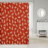 White Lobster Pattern Waterproof PEVA Fabric Shower Curtain with Hooks Red Solid Color Marine Life Theme Bathroom Decor180x200cm