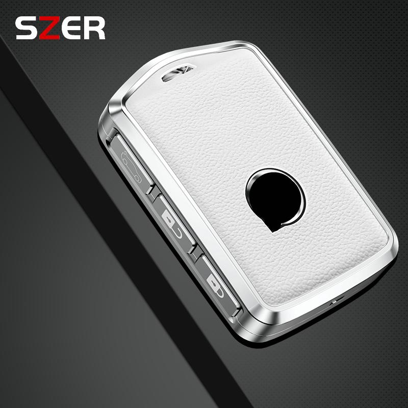 Aluminum Alloy Leather Car Key Case Cover For Volvo C40 S60 S90 Xc40 Xc60 Xc90 V60 V90 T6 T8 Auto Accessaries Keychain