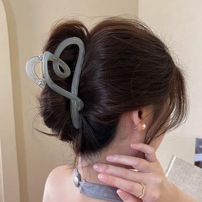 Women Hair Claw Transparent Matte Texture Heart Shape Hair Clip Back Head Shower Hair Claw Hair Accessories