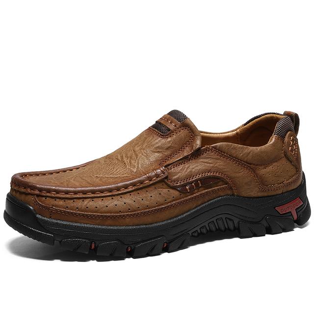Fashion Genuine Leather Casual Shoes Men Sneakers Brand 2025 Mens Loafers Moccasins Breathable Slip On Driving Shoes Plus Size38-48