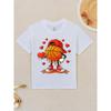 European Sizes Soft Breathable Valentine Basketball Heart Drip Sport Valentines Day T-Shirt for Kids | Boys & Girls Graphic Tee - Round Neck