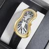 New Y2k Fashion Creative Men Women Melted Twisted Watches Luxury Streetstyle Irregular Shape Dial Unique Design Quartz Watch